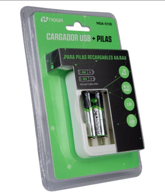CARGADOR DE PILAS + 2 PILAS AA RECARGABLES NGA-5100 - Image 2