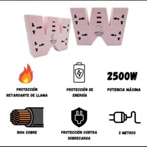 ZAPATILLA CON 4TOMAS +2USB Y 1 TIPO C 2000W MOD :R04