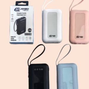 power bank LAMBO TECH 10000MAH  4 EN 1 .CON CABLE V8 ,TIPO C ,IPH Y USB .
