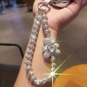 correa con strass y brillo  para celu plateo.